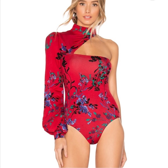 House of Harlow 1960 Tops - HOUSE OF HARLOW 1960 | Floral Print One-Shoulder Bodysuit | Size: M